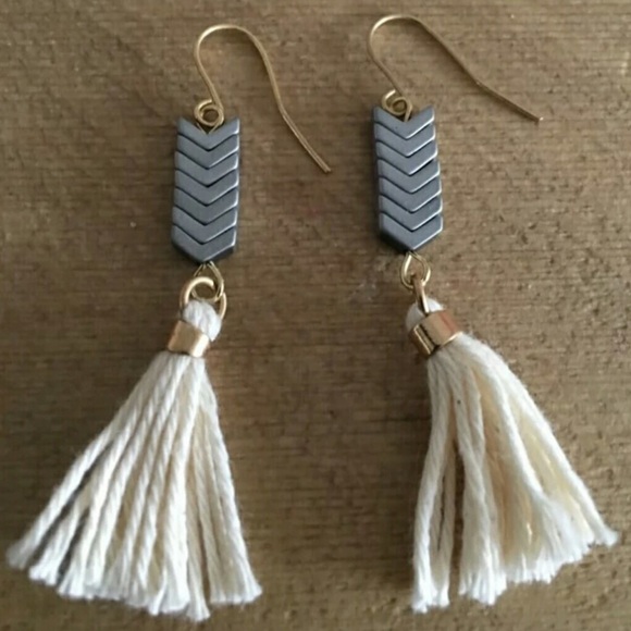 ❤️1 Left❤️Natural Chevron Hematite Dangle Tassels - Picture 6 of 7
